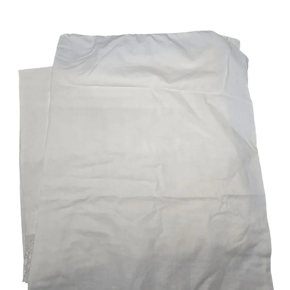 Vintage White Cotton & Crochet Lace Pillowcases Set of 2 READ CM2107